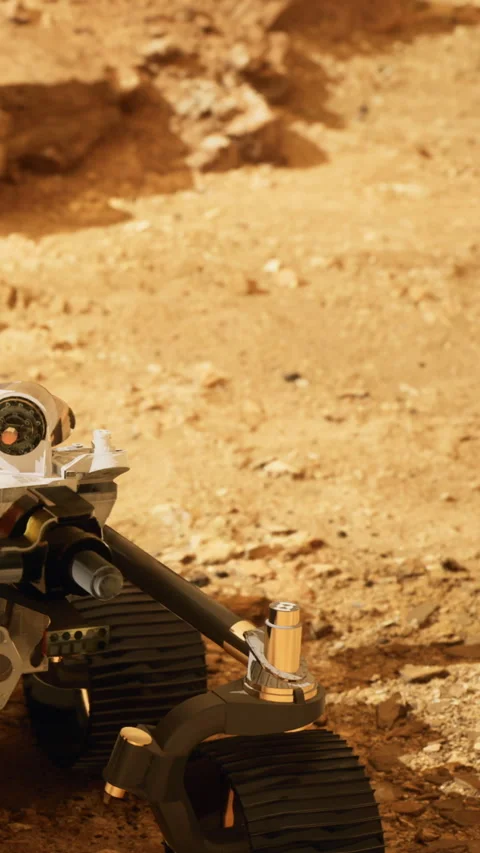 Mars rover explores surface in new terrain during mission Stock Footage 333567707