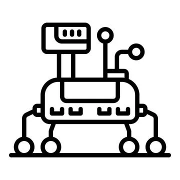 Mars rover exploring martian surface transmitting data signal icon Stock Illustration