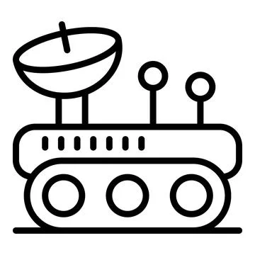 Mars rover exploring martian surface transmitting data via satellite dish Stock Illustration