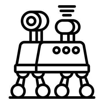 Mars rover exploring martian surface transmitting data back to earth Stock Illustration