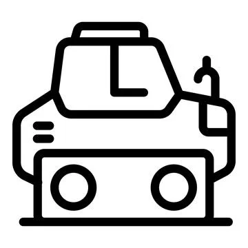 Mars rover exploring the red planet surface line icon Stock Illustration