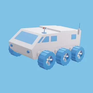 Mars rover isolated on blue background. 3D render. Stock Illustration