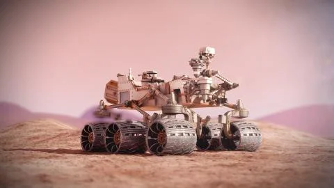 Mars rover on the Mars. 3d rendering Stock Illustration