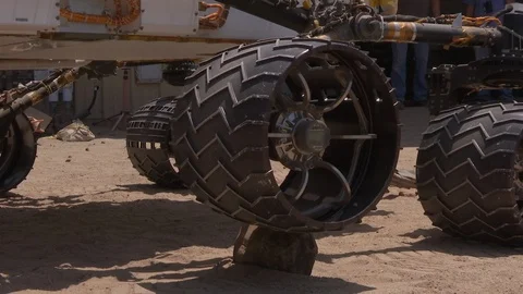Mars Rover moving over the rock Stock Footage 99085304