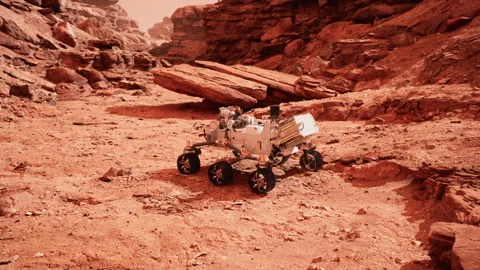Mars Rover Perseverance exploring the red planet. Elements furnished by NASA. Stock Footage 251732590