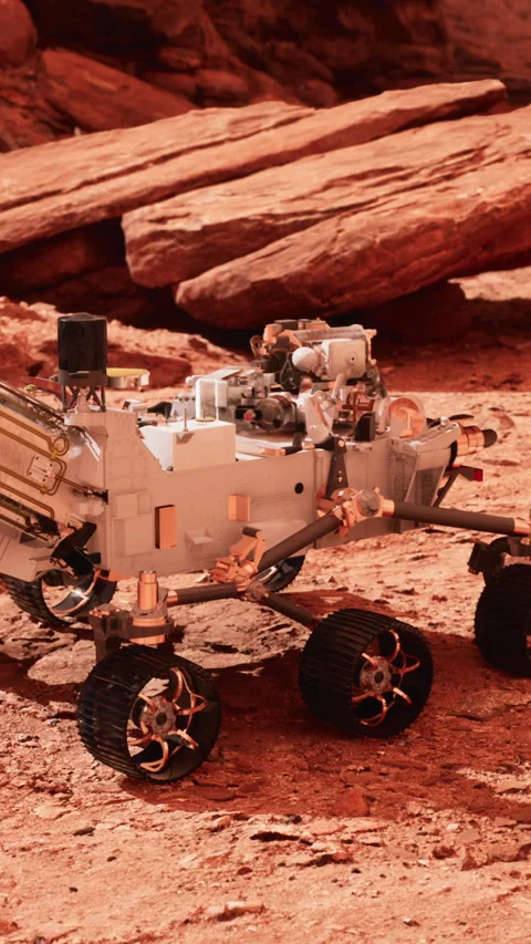 Mars Rover Perseverance exploring the red planet. Elements furnished by NASA. Stock Footage 307591894