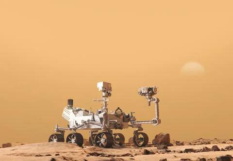 Mars Rover Perseverance exploring the red planet. 2021 Illustrazione stock