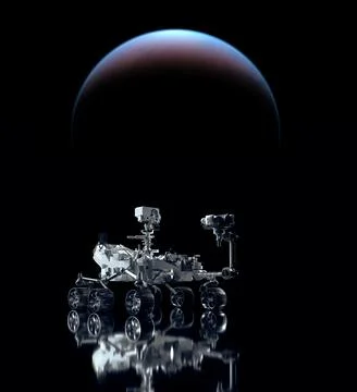 Mars Rover Perseverance exploring the red planet. 2021 Stock Illustration