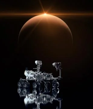 Mars Rover Perseverance exploring the red planet. 2021 Stock Illustration