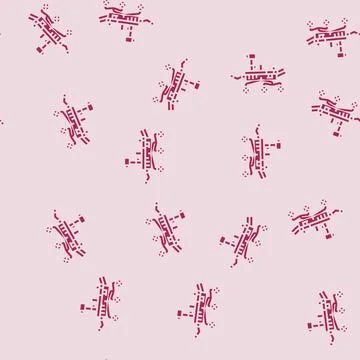 Mars rover planet glyph seamless pattern Stock Illustration