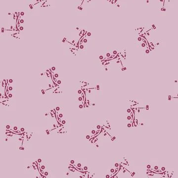 Mars rover planet glyph vector seamless pattern Stock Illustration