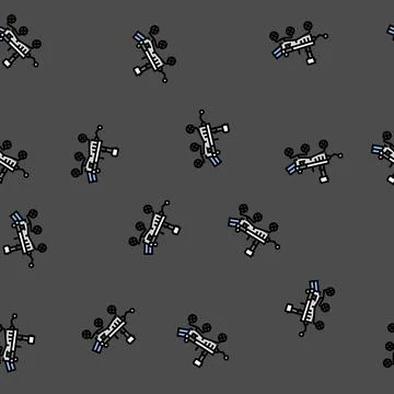 Mars rover planet vector seamless pattern Stock Illustration