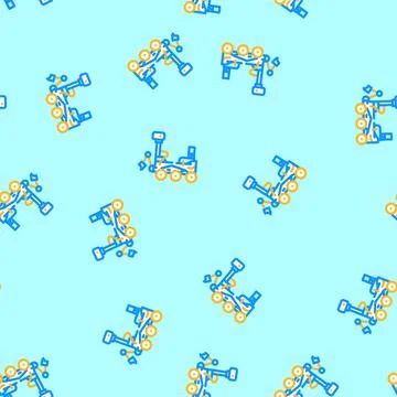 Mars rover planet vector seamless pattern イラスト素材