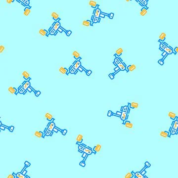 Mars rover planet vector seamless pattern Stock Illustration