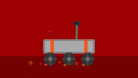 Mars Rover Robotic Exploration Vehicle Moving Across Red Planetary Surface Stock Footage 346612613