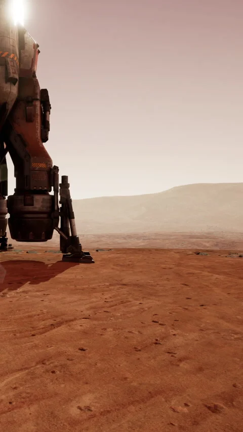 Mars rover standing on the surface of Mars during the day Stock Footage 339044610