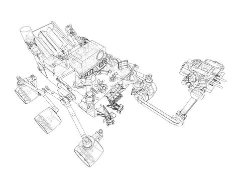 Mars Rover. Vector rendering of 3d Stock Illustration