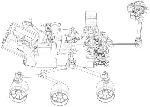 Mars Rover. Vector rendering of 3d Stock Illustration