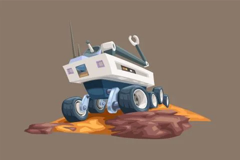 Mars rover on yellow ground Stock Illustration
