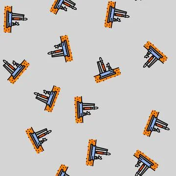 Mars sample return mission planet vector seamless pattern 库存插图