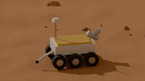 Mars science rover robotic arm red planet loop 3D animation seamless loop Stock Footage 341085558
