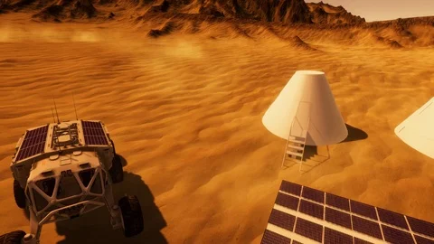 Mars Settlement Extremely Detailed And Realistic 3D Animation In 4K Video stock 91797986