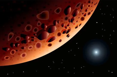 Mars. Solar system planet. Big red planet landscape. Stock Illustration