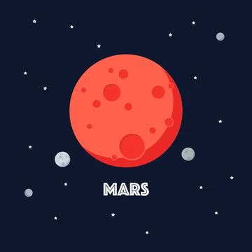 Mars on space background. star and planets on galaxy background Stock Illustration