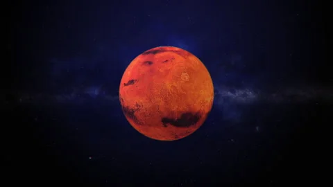 Mars in space with blue background and s... | Stock Video | Pond5