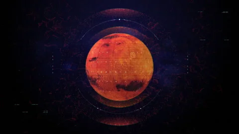 Mars in space with HUD interface elements. Mars with hologram design parts Stock Footage 161142869
