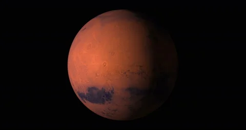 Mars in space with illuminated craters and Martian mountains Stock Footage 162299229