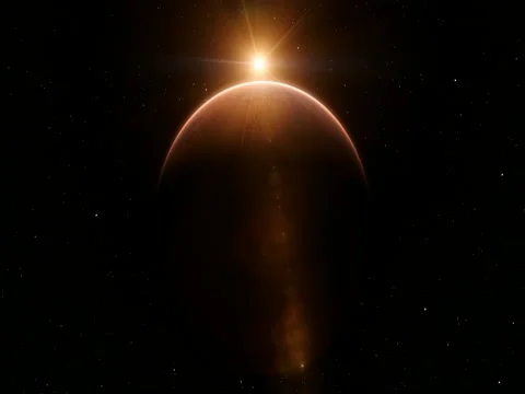 Mars from space with the sun rising. Stock Footage 74195438