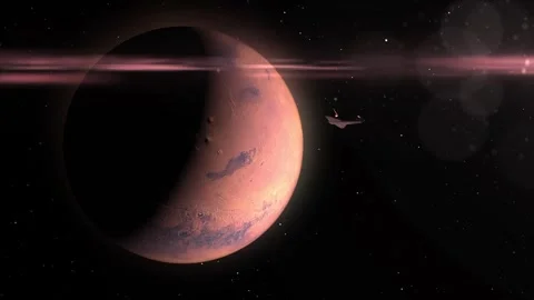Mars with Spacecraft in the Distance Stock Footage 304572246