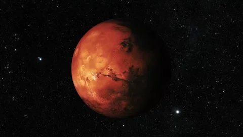 Mars in the Starry Cosmos View, Realistic 3d Mars Planet On Space Galaxy Stock Footage 315033918