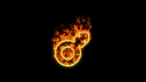 Mars stroke symbol inflames. Then disappears. In - Out loop. Alpha channel Video stock 104538551