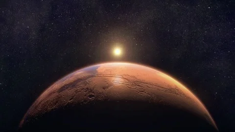 Mars Sunrise from Space 3D Stock Footage