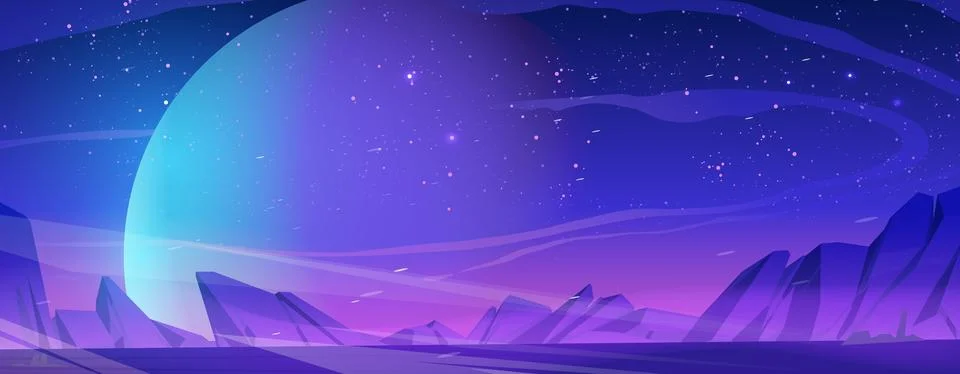 Mars surface, alien planet empty landscape Stock Illustration