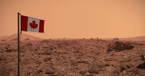 Mars surface with Canadian flag Stock Footage 109067625