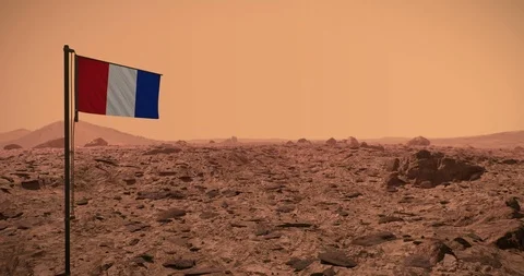 Mars surface with flag of France Stock-Footage 109067647