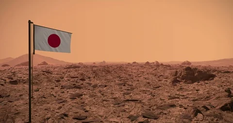 Mars surface with Japanese flag Stock-Footage 109067279