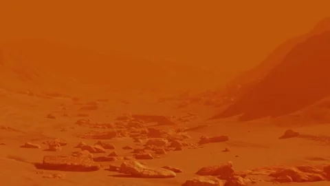 Mars Surface Landscape with Yellow Rocks 3D Space Exploration Stock Footage 330276209