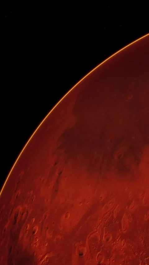 Mars surface seen from space at night with red color and shadows Video stock 344962901