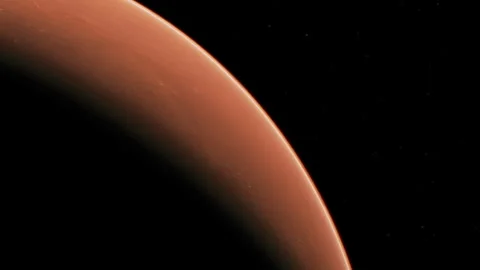 Mars surface showing planet curvature in dark space Stock Footage 344390594