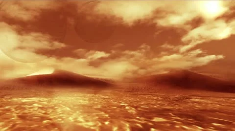 Mars on the Surface with Storm Clouds Animation Stock-Footage 20591958