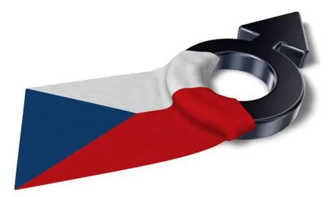 Mars symbol and flag of the czech republic - 3d rendering Stock Illustration