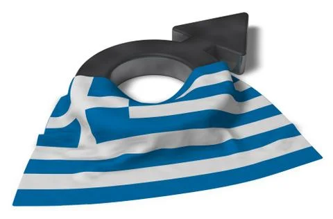 Mars symbol and flag of greece - 3d rendering Illustrazione stock