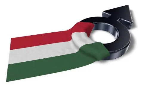 Mars symbol and flag of hungary - 3d rendering Stock-Illustration