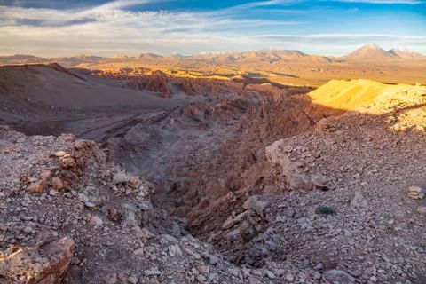 Mars valley under the shadow at dusk Stock-Fotos