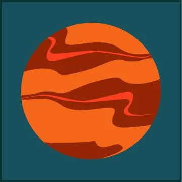 Mars vector illustration. Red isolated planet and sky. Hand drawn vector Stock Illustration