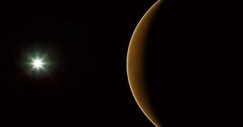 Mars visible in the night sky with bright star shining nearby Stock Illustration